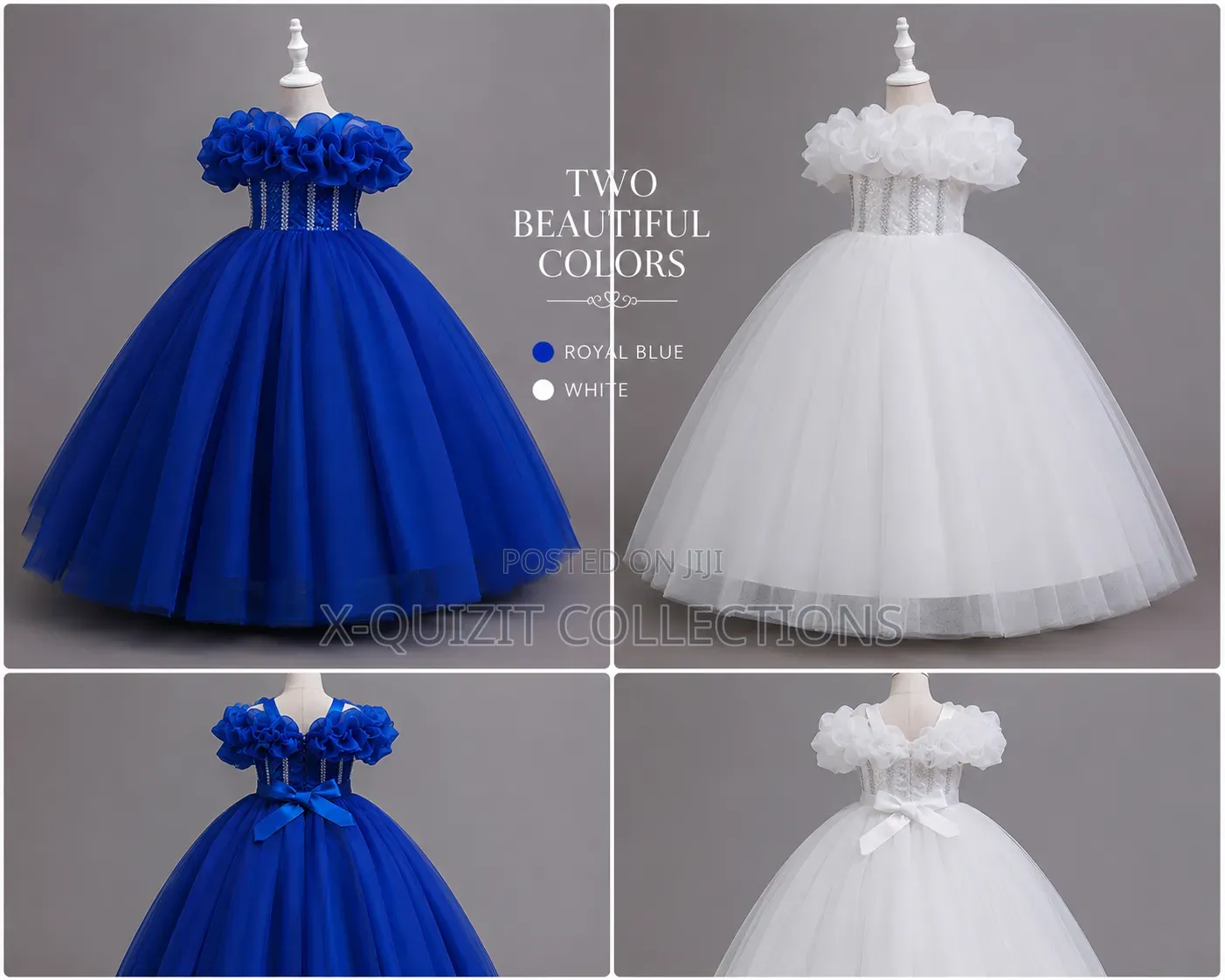 Royal Blue and White Princess Ball Gown (7yrs-12yrs)