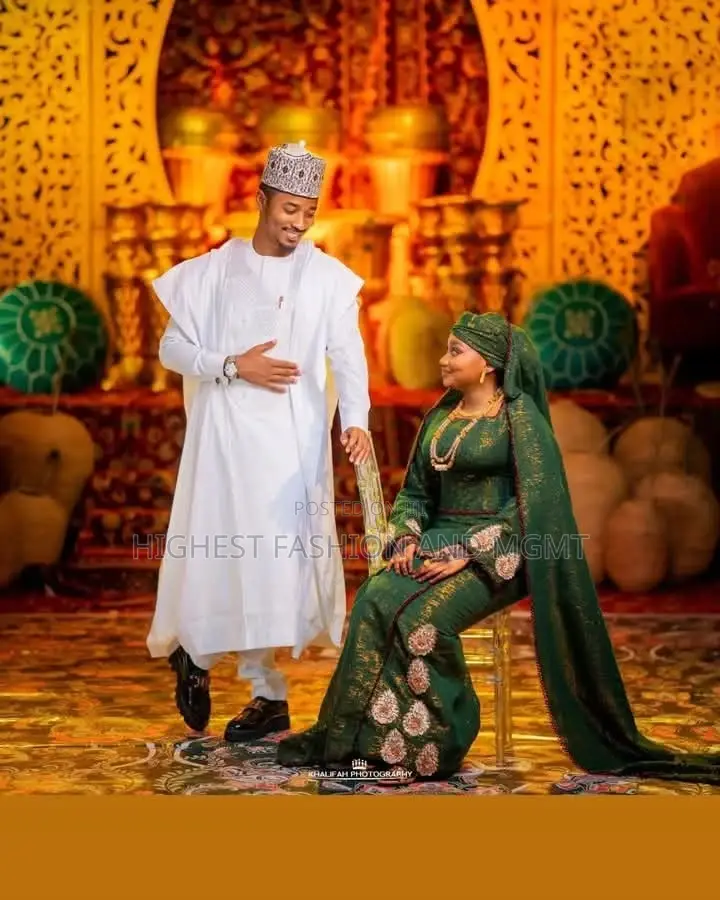 Shimmer Gown With Royal Drape Sovereign White Embroidered Agbada Set