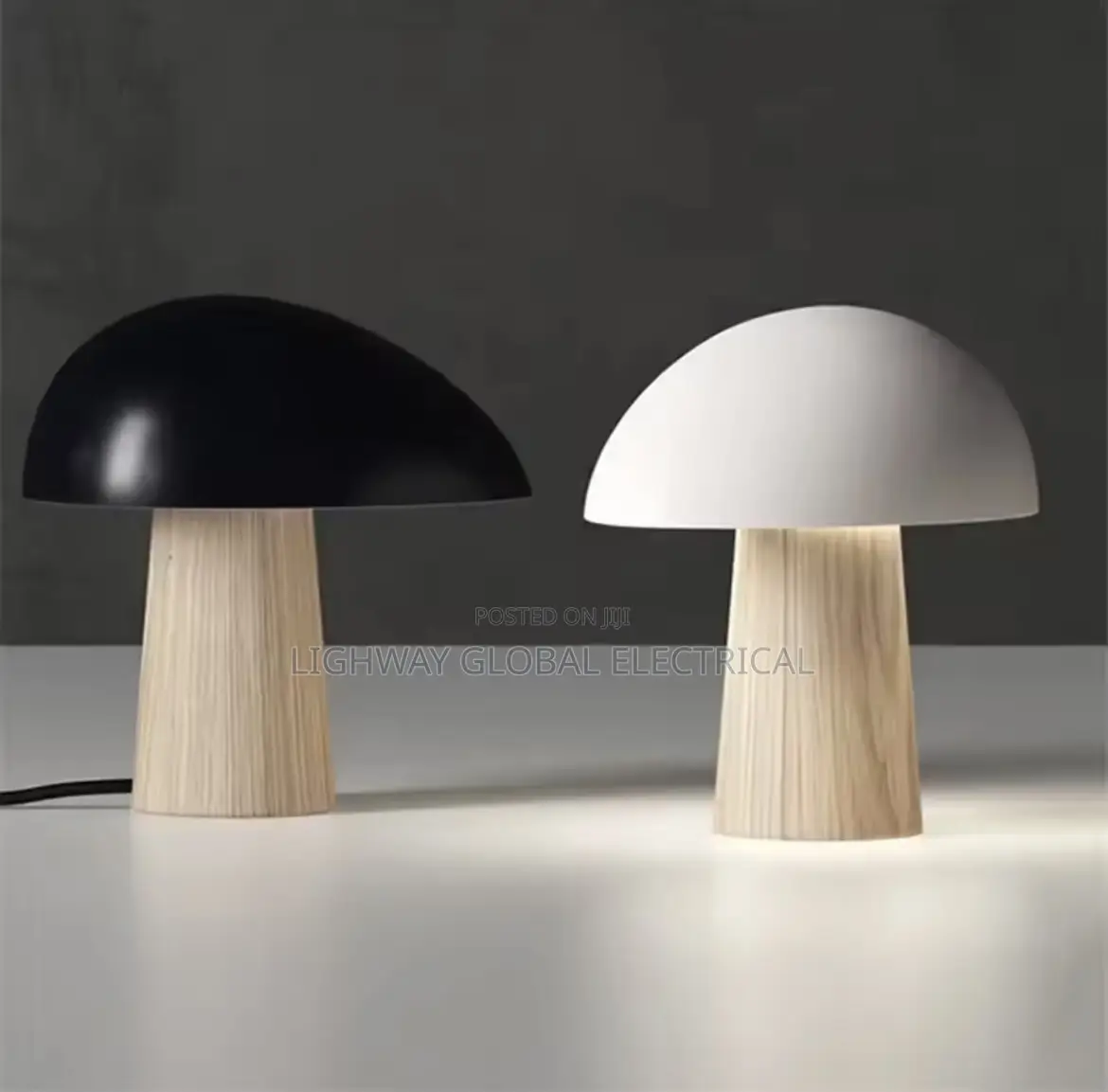 Modern Nordic Grain Wood Mushroom Bedside Table Lamp