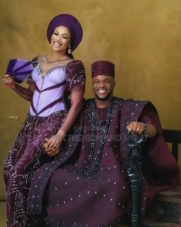 Regal Plum Lavender Traditional Couple Set.