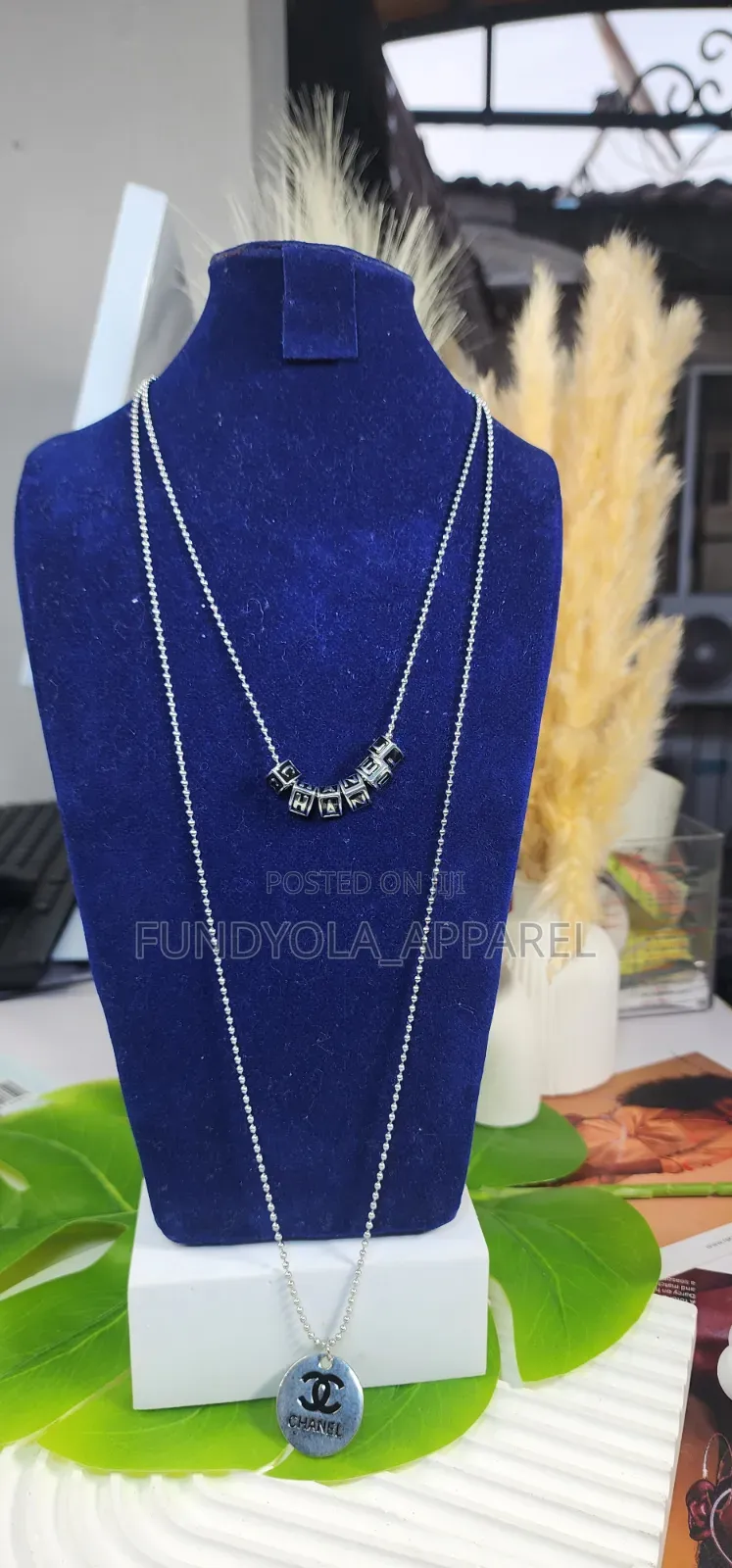 Vintage Monogram Cube Necklace