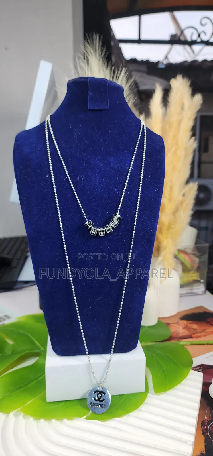 Vintage Monogram Cube Necklace