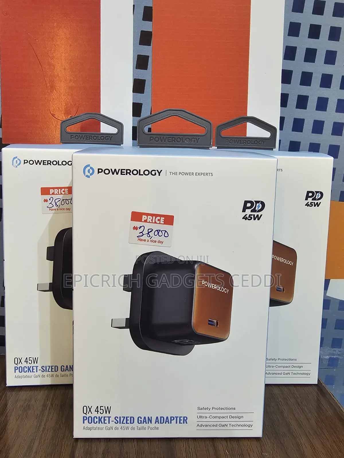 Powerology Pd45w Pocket-Sized Gan Adapter Charger