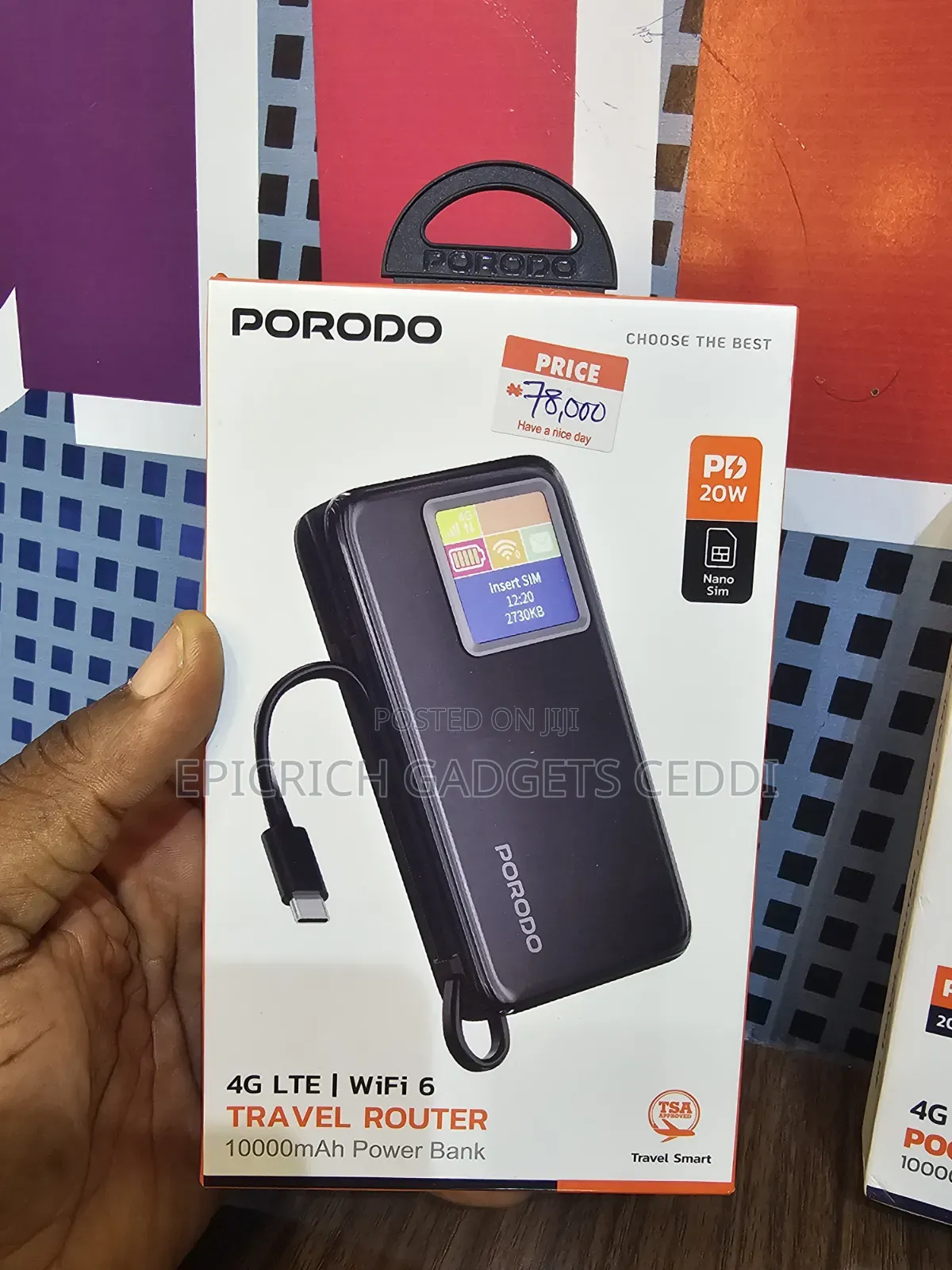 Porodo 4g Lte Wifi 6 Travel Router With Built-in Powerbank 10,000mah