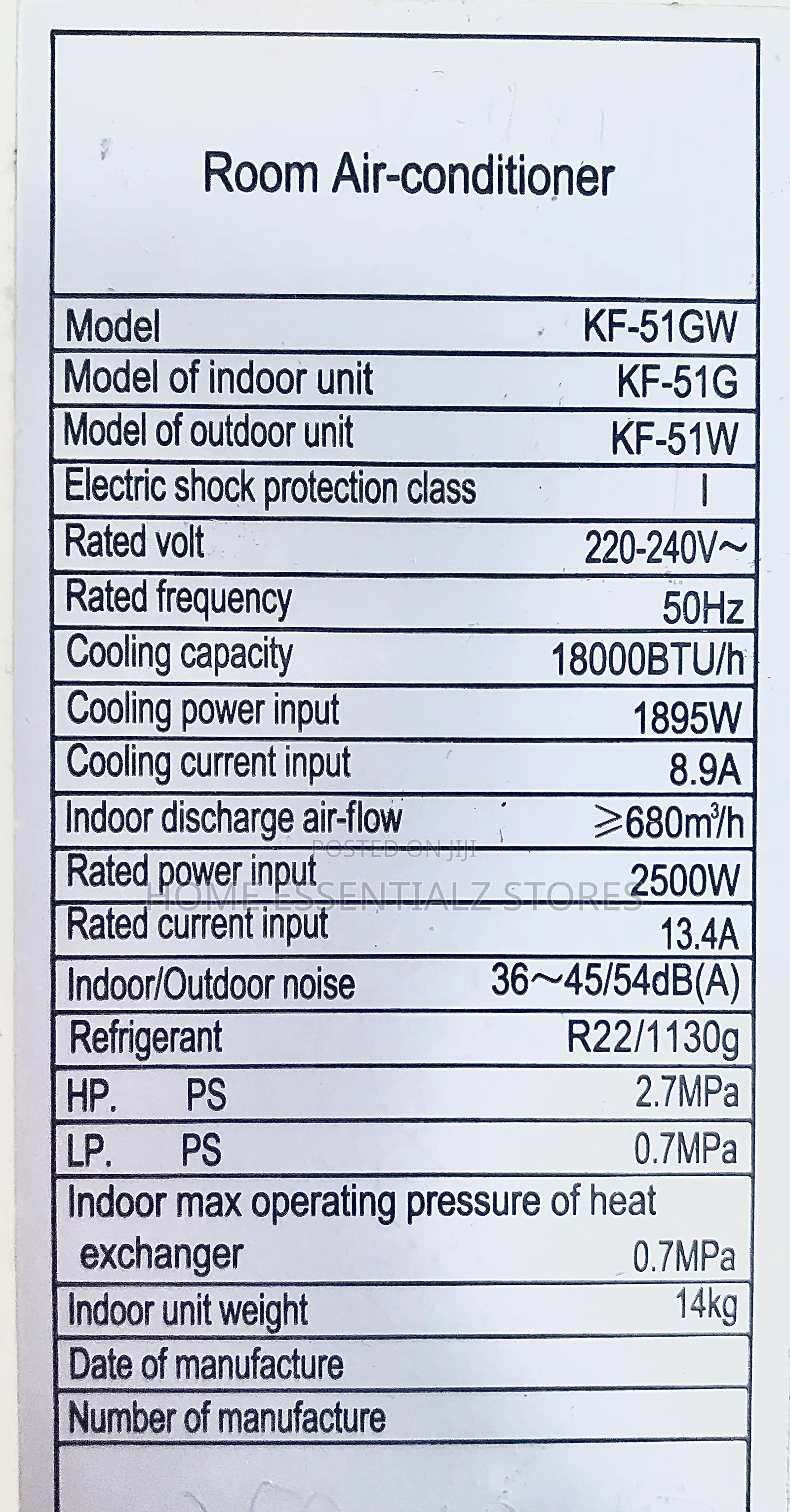 Holt Star 2hp Ceiling Wall Mount Ac- 18000btu Kf-51gw Floor Split Unit