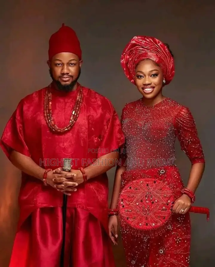 Monochromatic Red Traditional Wedding Couple Set