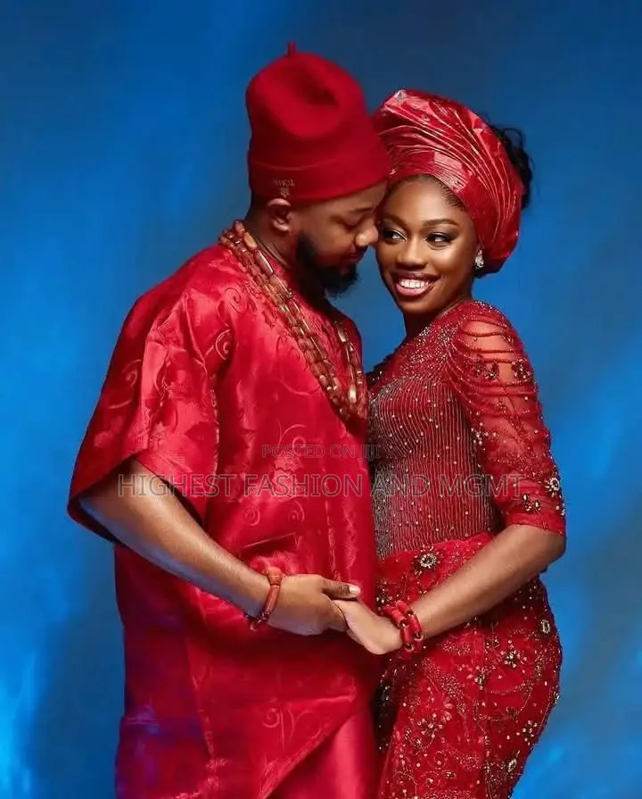 Monochromatic Red Traditional Wedding Couple Set