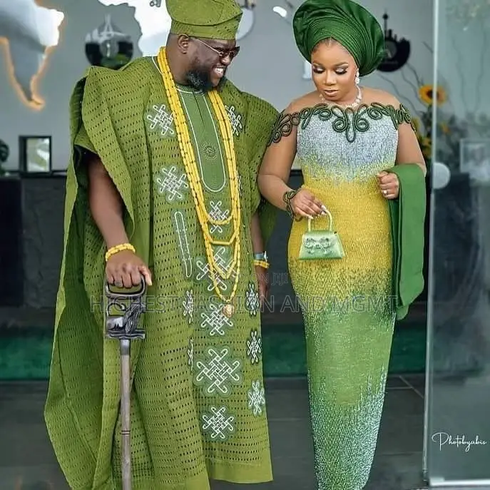 Verdant-and-Gold Cultural Fusion Wedding Couple Set