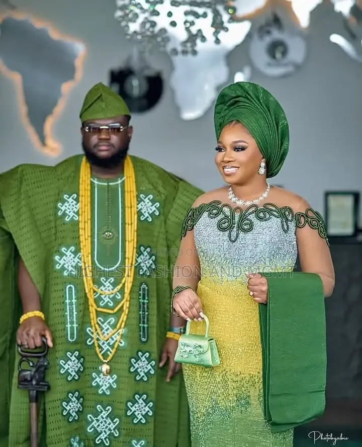 Verdant-and-Gold Cultural Fusion Wedding Couple Set
