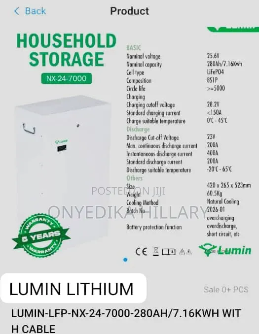 7kwh Lumin Lithium Battery 24volts