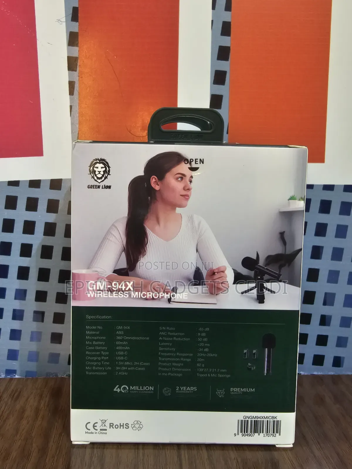 Green Lion Wireless Mic With Desktop Mic Mode and Tripod Stand