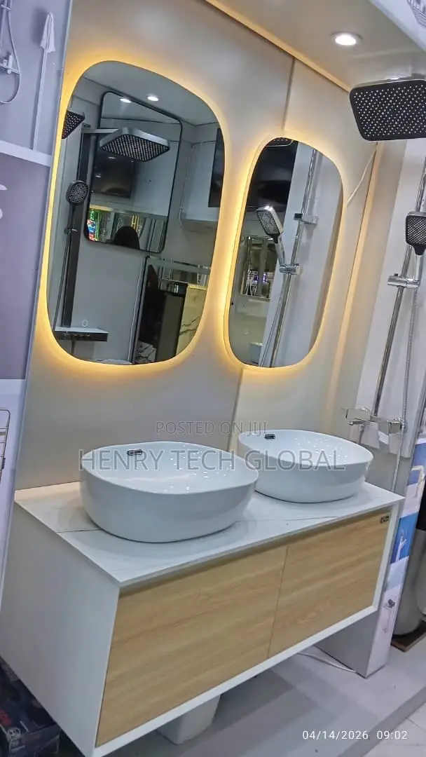 Different Designs of Cabinets Basin With Led Mirrors