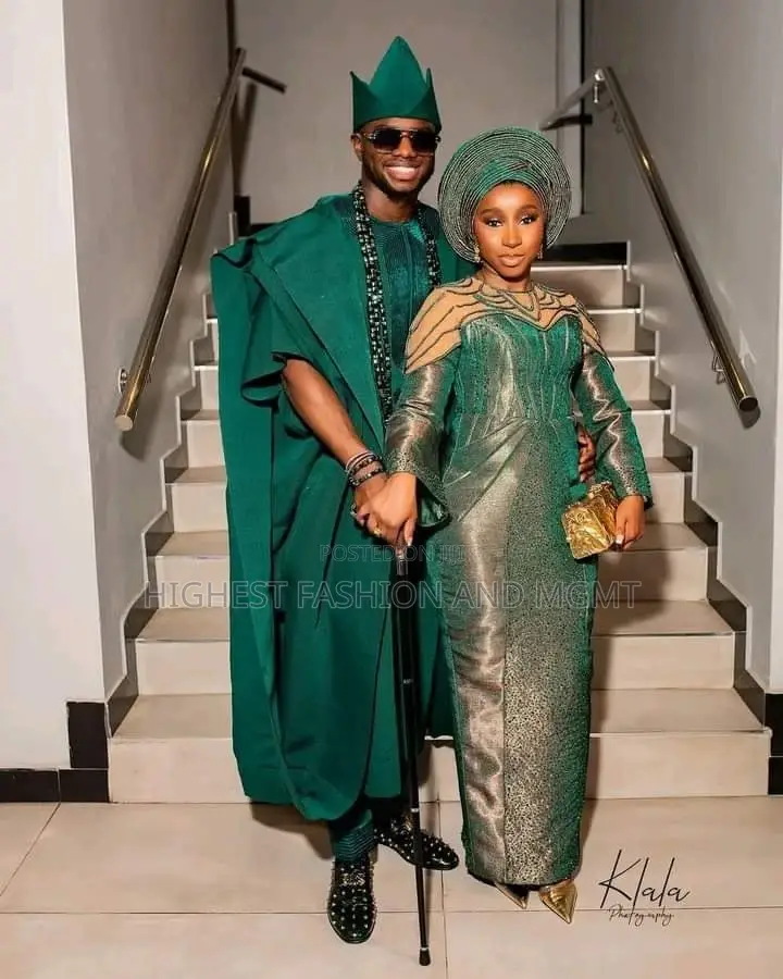 Emerald-Green Cultural Wedding Couple Set.