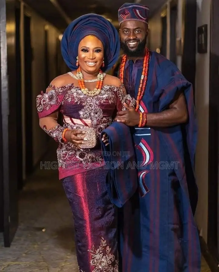 Navy and Wine-Tone Cultural Wedding Couple Set