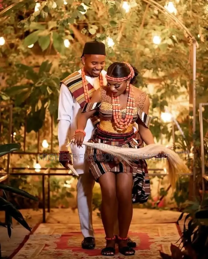 Modern Geometric Cultural Bridal-Groom Ensemble
