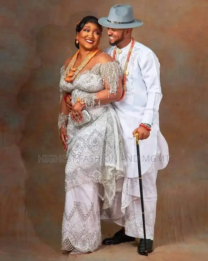Silver-Crystal Embroidered Bridal Gown White Traditional Set