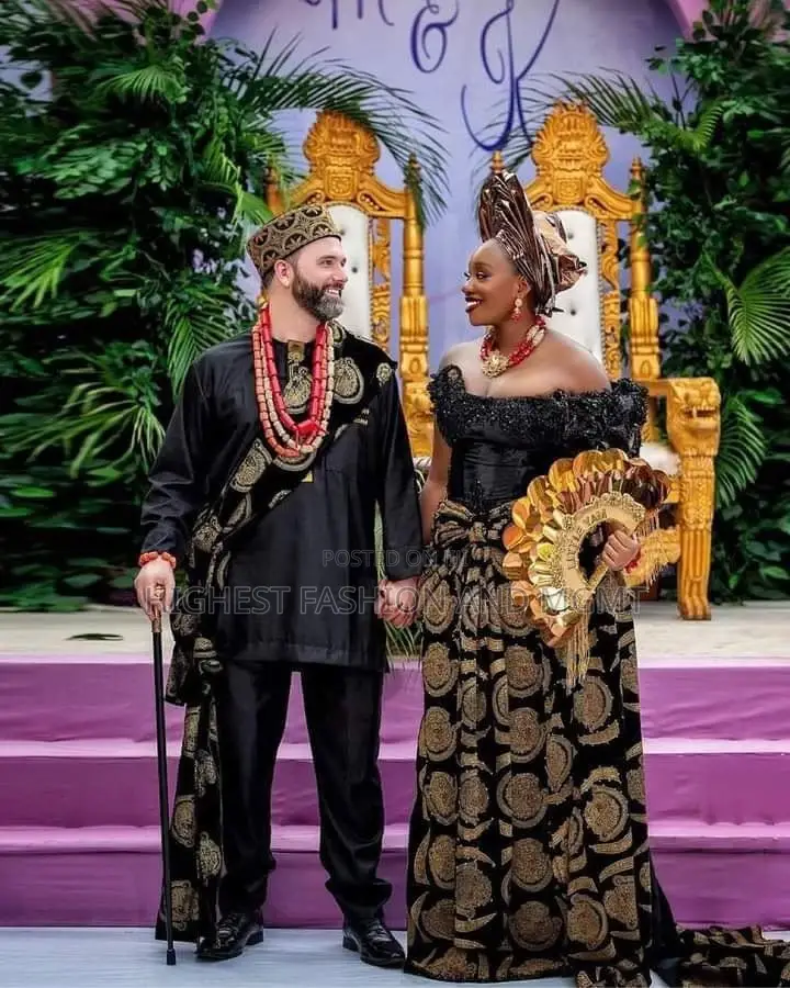 Gold-Embroidered Black Bridal Set Matching Men’S Traditional Attire