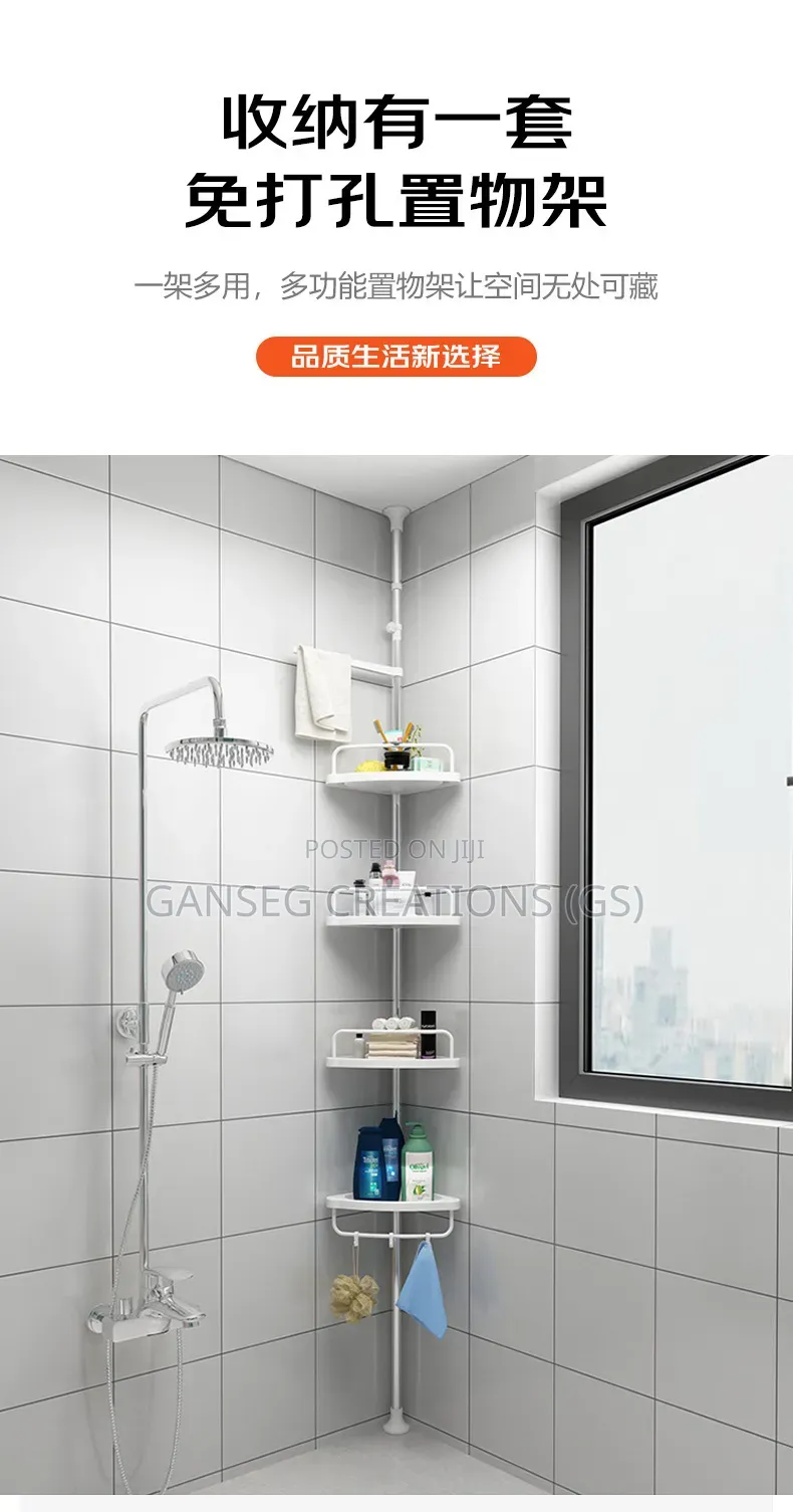 Adjustable Stainless Steel Bathroom Corner Storage Rack Shelf