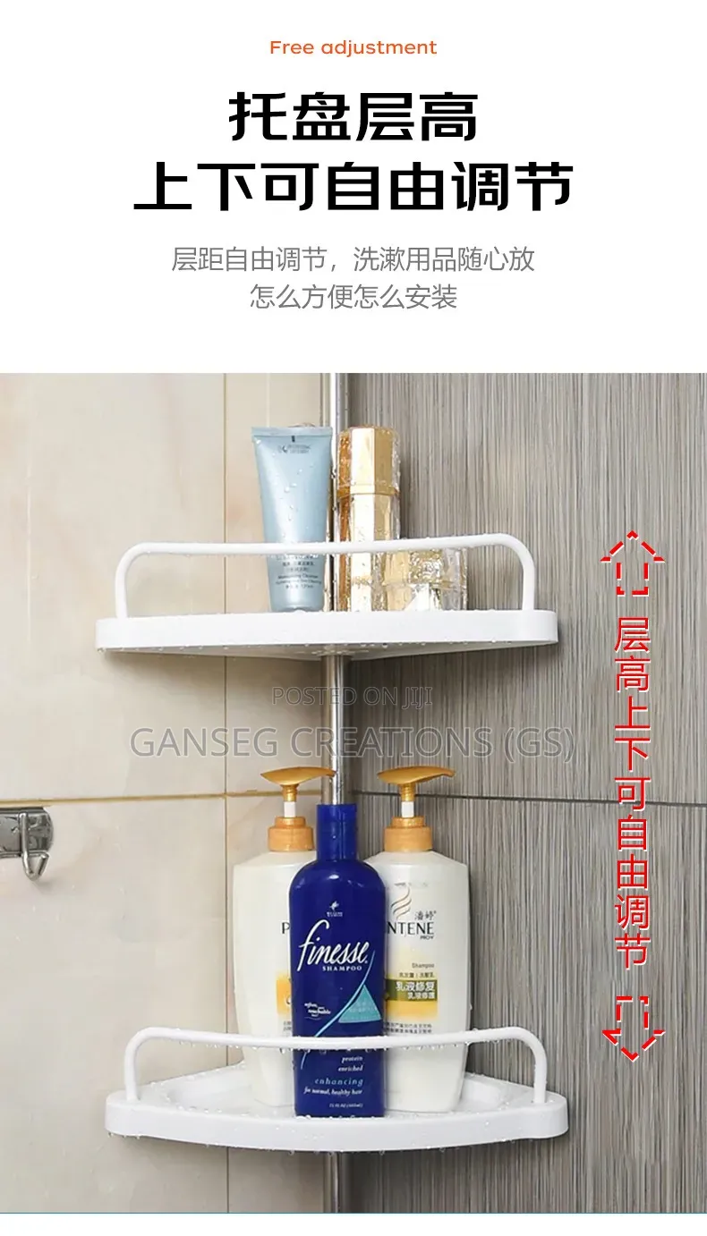 Adjustable Stainless Steel Bathroom Corner Storage Rack Shelf