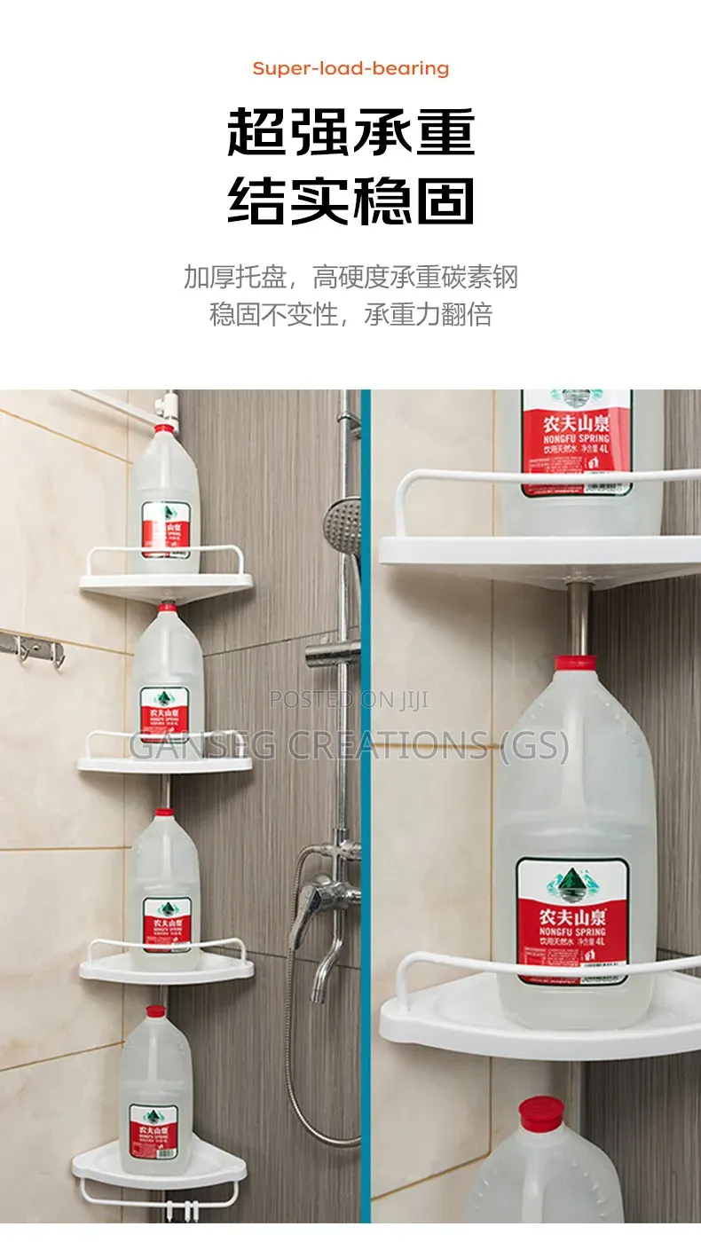 Adjustable Stainless Steel Bathroom Corner Storage Rack Shelf