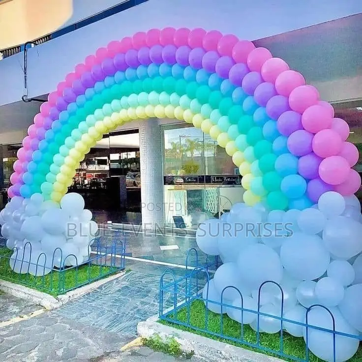 Rainbow Theme Kids Party Balloon Decoration