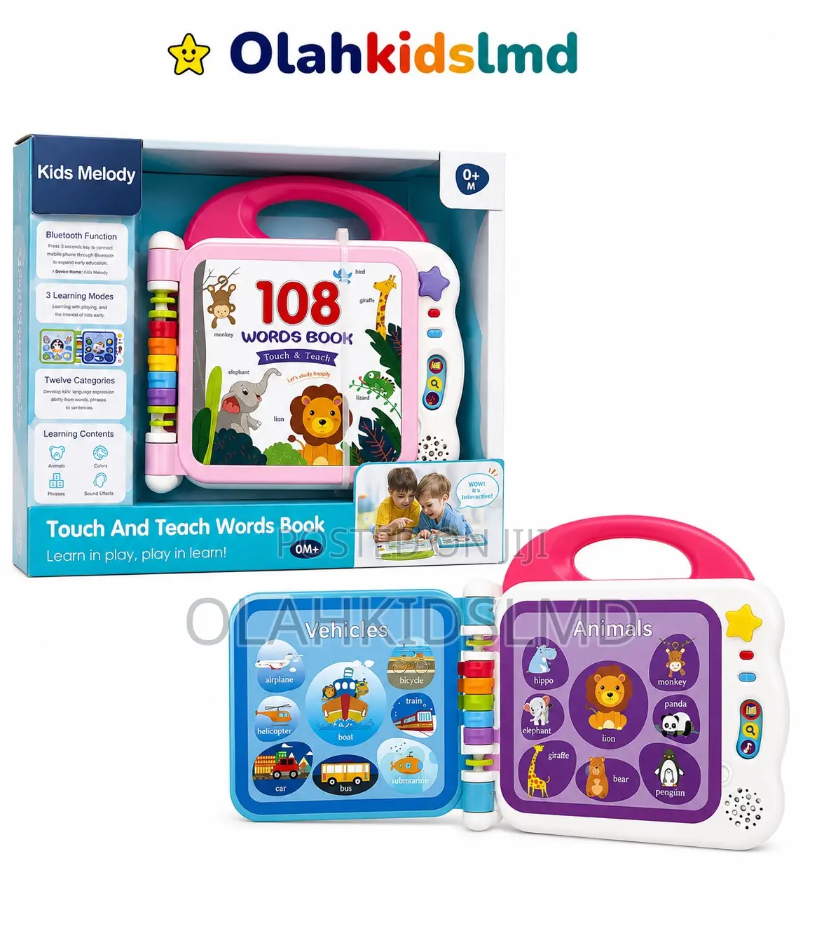 Kids Melody Touch Teach 108 Words Book – Bluetooth, 12 Categories