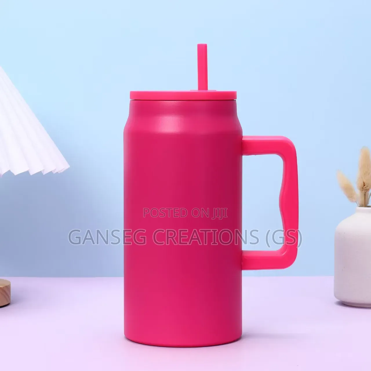 Premium 1500ml Insulated Travel Tumbler Mug With Handle Straw