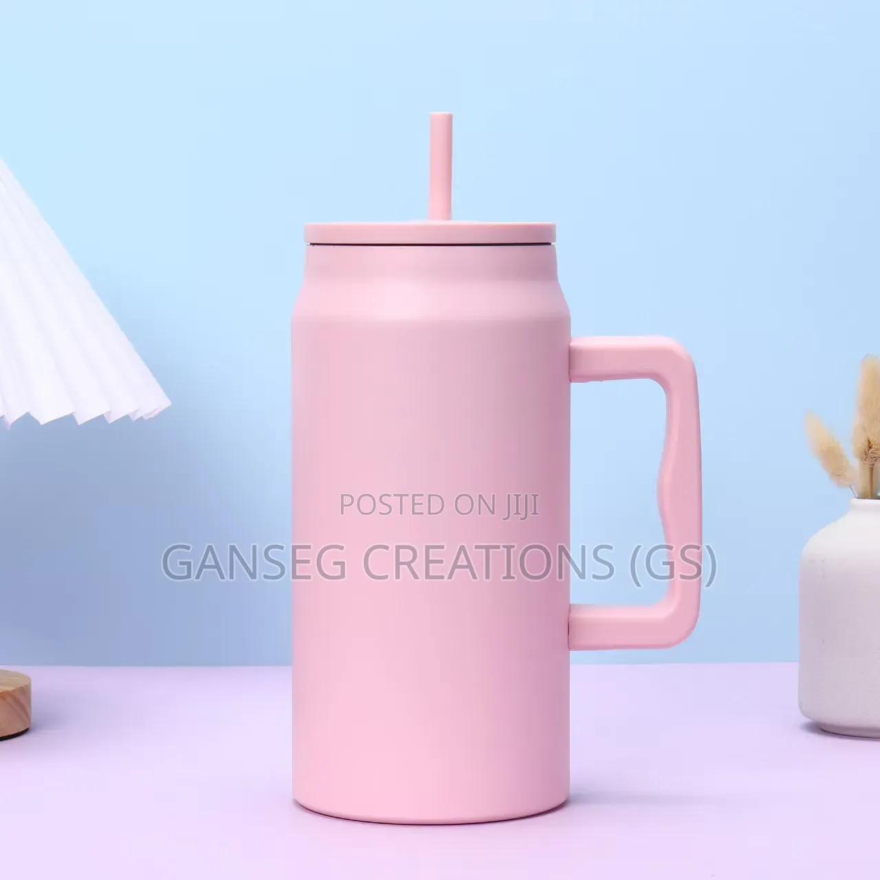 Premium 1500ml Insulated Travel Tumbler Mug With Handle Straw