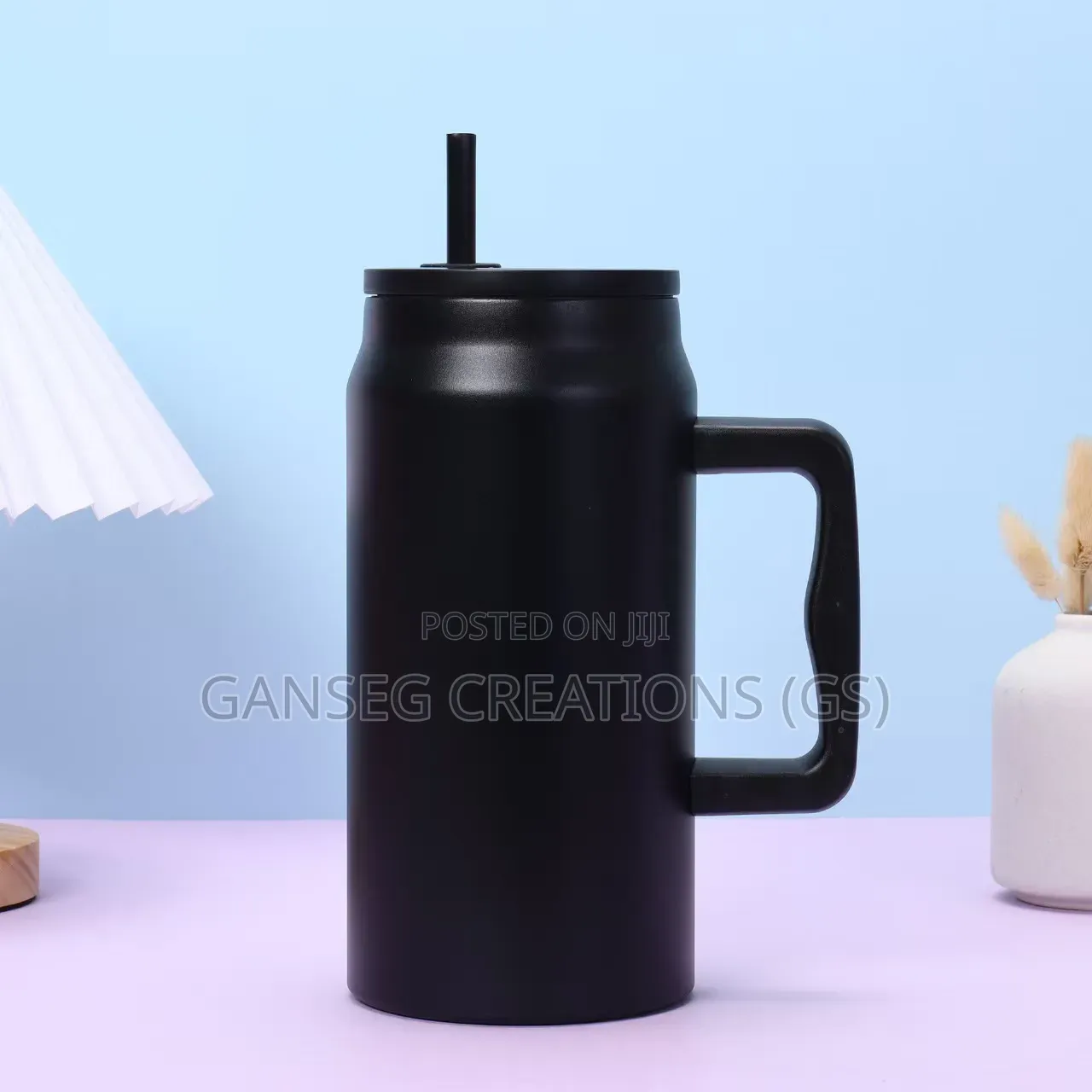 Premium 1500ml Insulated Travel Tumbler Mug With Handle Straw