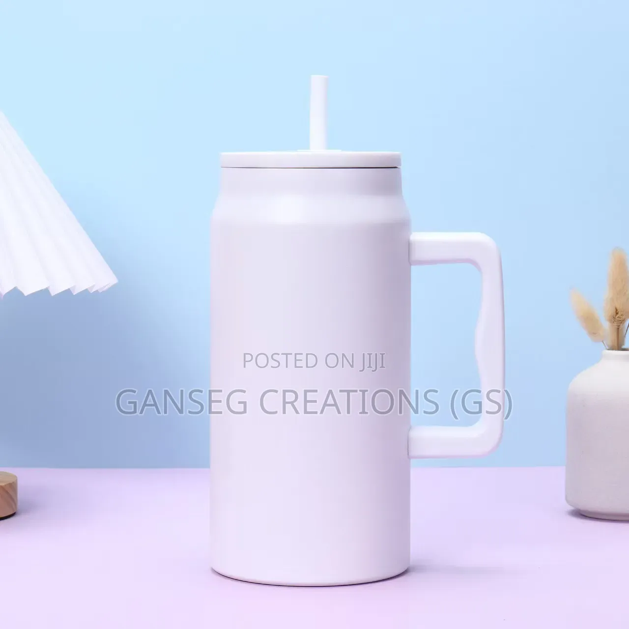 Premium 1500ml Insulated Travel Tumbler Mug With Handle Straw