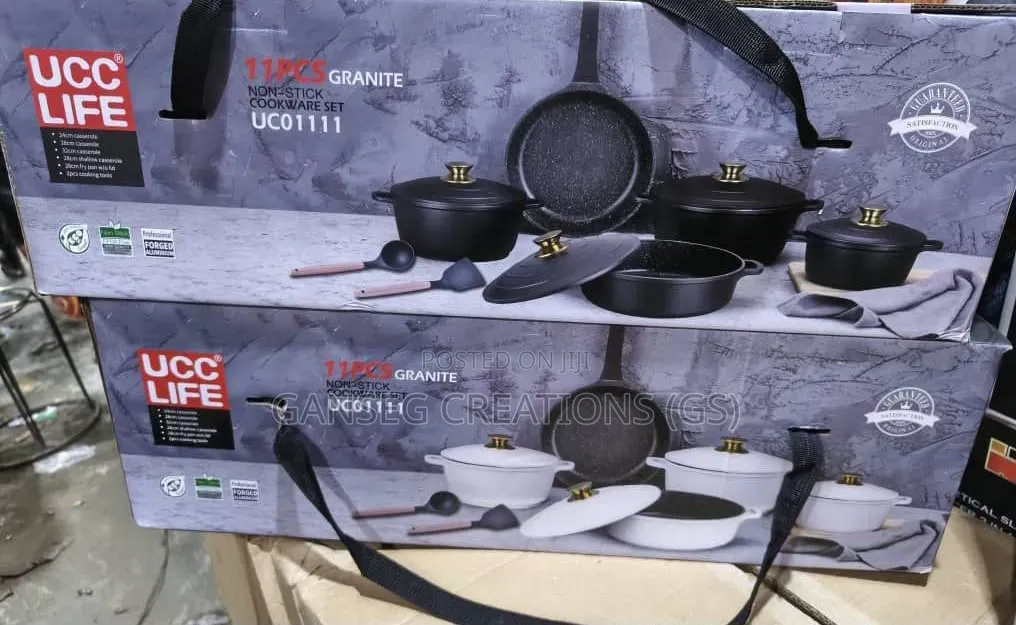 Premium Ucc Life 11-Piece Die-Cast Granite Non-Stick Pot Pan Set