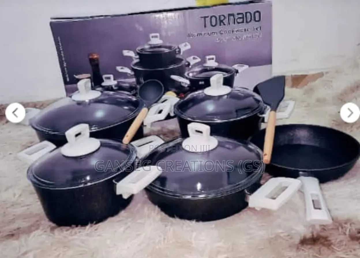 Heavy Duty Tornado Granite Non-Stick Pot Pan Set With Glass Lids