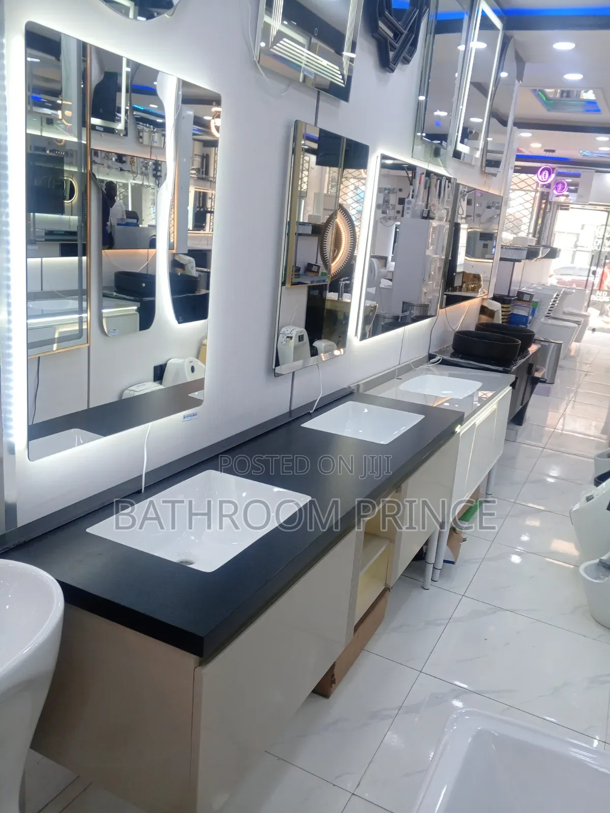 Black Top With Inner White Carbinet Basin With Led Mirror