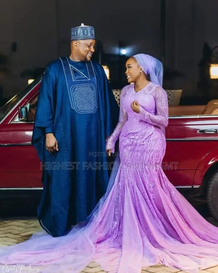 Lilac Lace Bridal Gown Midnight Blue Agbada