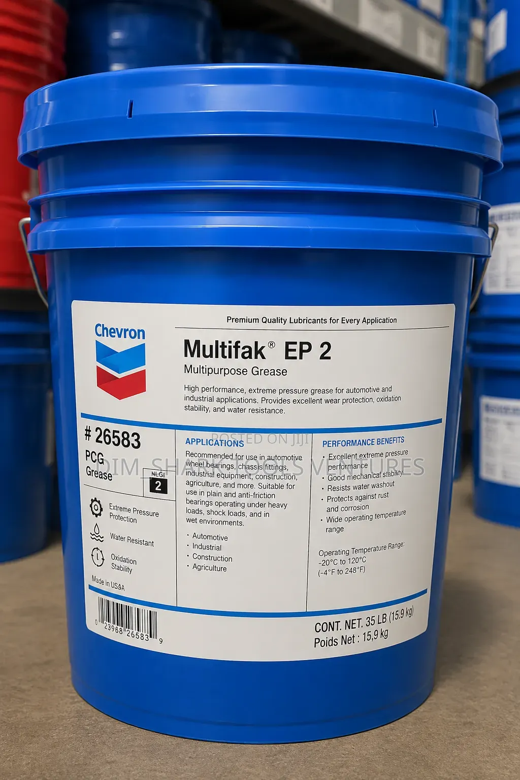 35 Lb (15.9 Kg) Pail of Chevron Multifak Ep 2