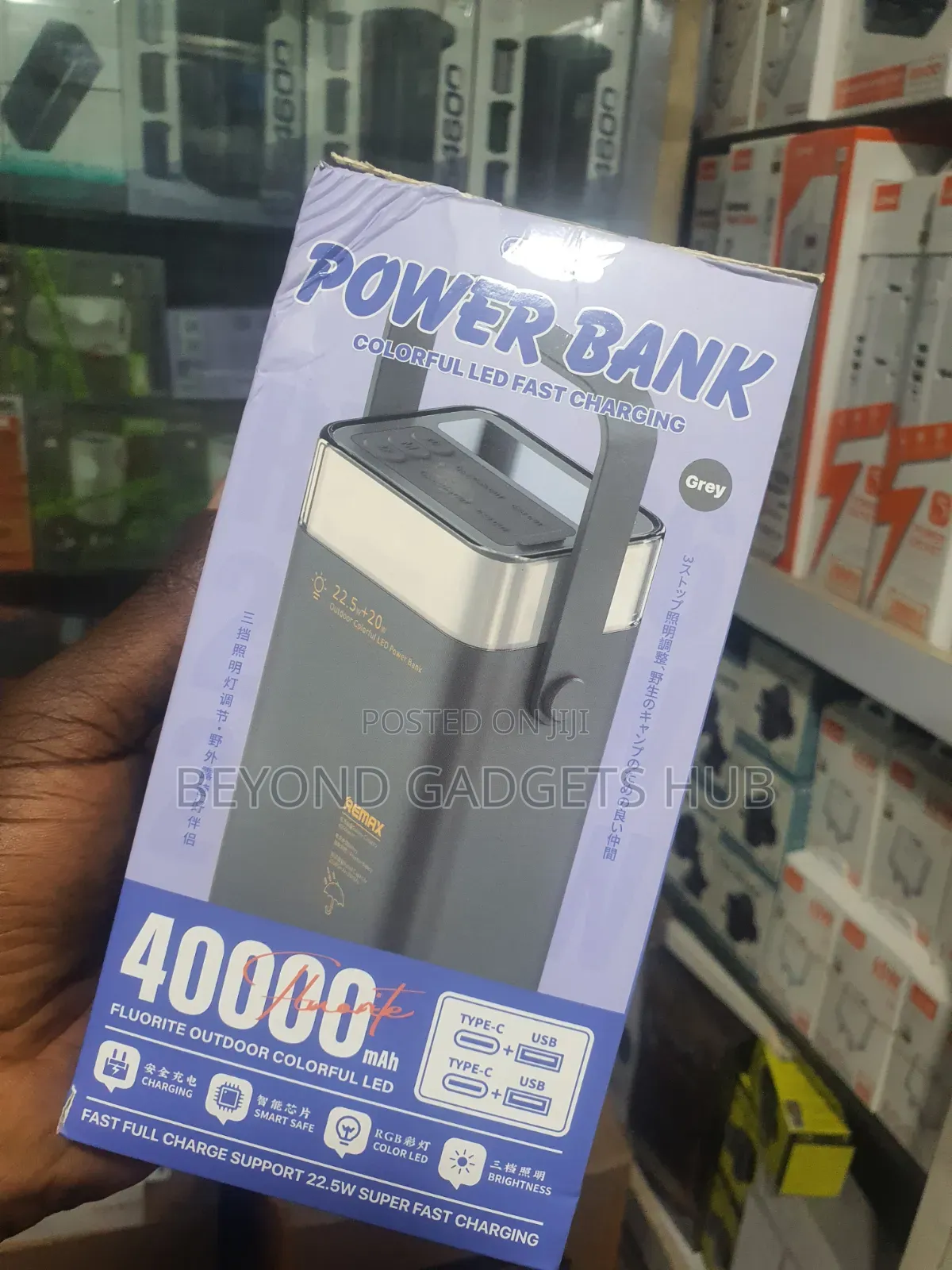 Remax 40000mah Outdoor Power Bank With Colorful Led Light