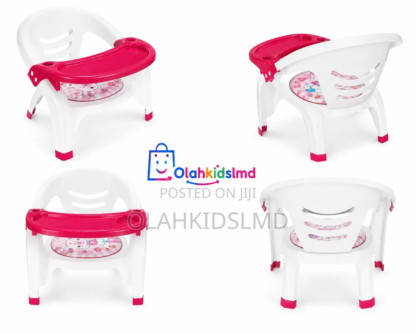 Pink Baby Feeding Chair With Tray – Foldable Toddler Booster Seat
