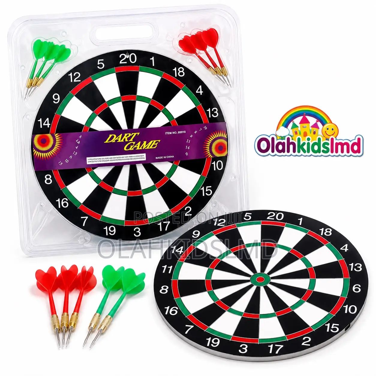 Dart Board Game Set With 6 Darts – Double-Sided, Family Game