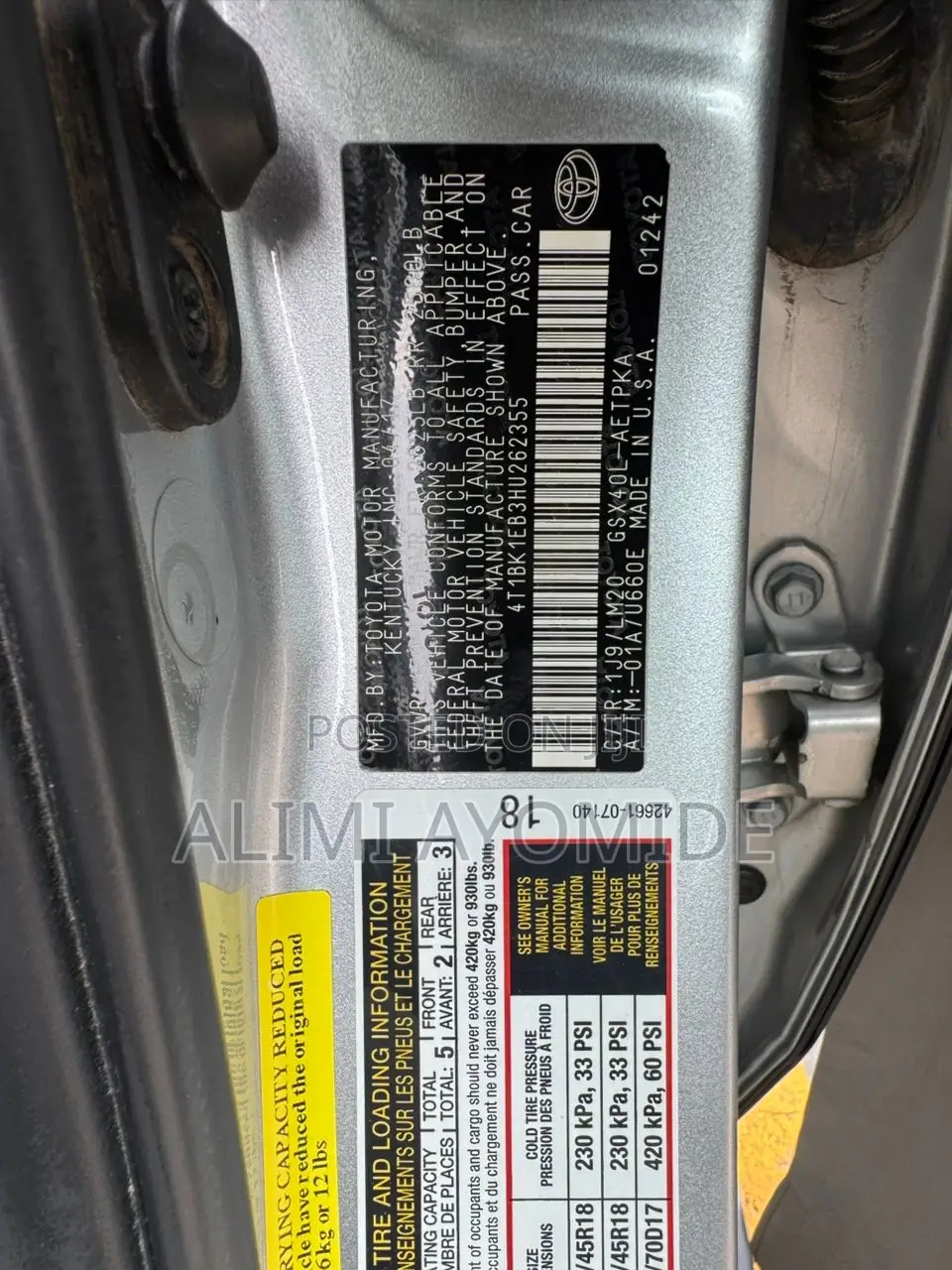 Toyota Avalon 2017 Silver