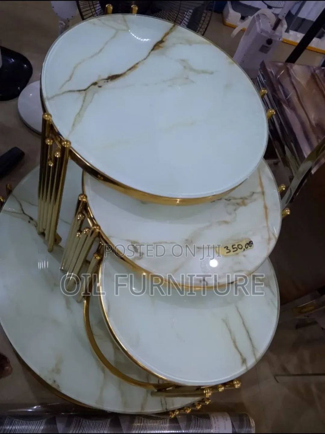 ​Luxury 3-in-1 Marble Top Nesting Coffee Tables – Gold Frame