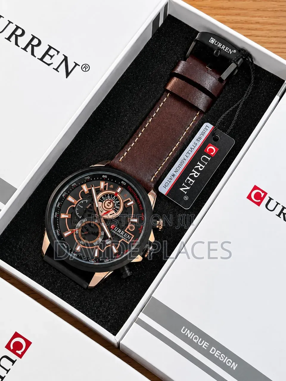*Curren* Leather Strap Working Chronograph Water  Resistance