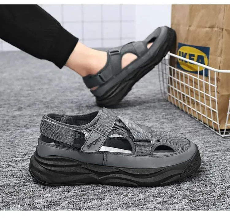 Men's Premium Trending Casual Shoes Sandals-(Black, Gray)