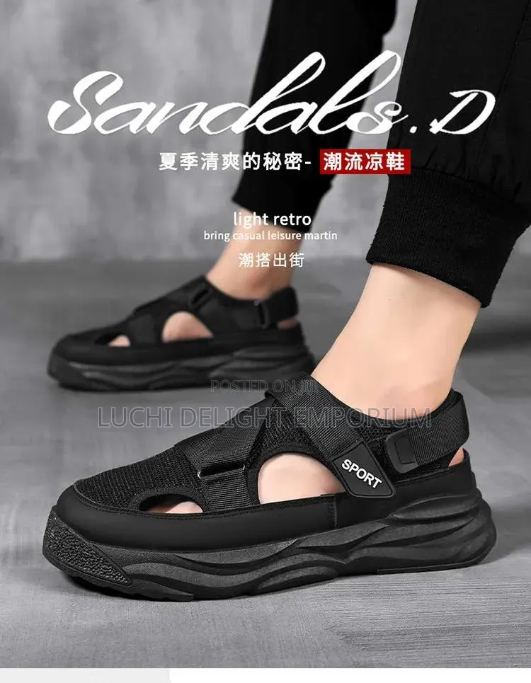 Men's Premium Trending Casual Shoes Sandals-(Black, Gray)