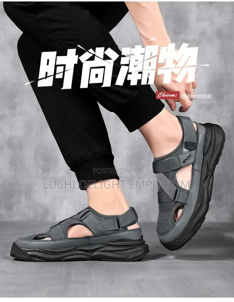 Men's Premium Trending Casual Shoes Sandals-(Black, Gray)