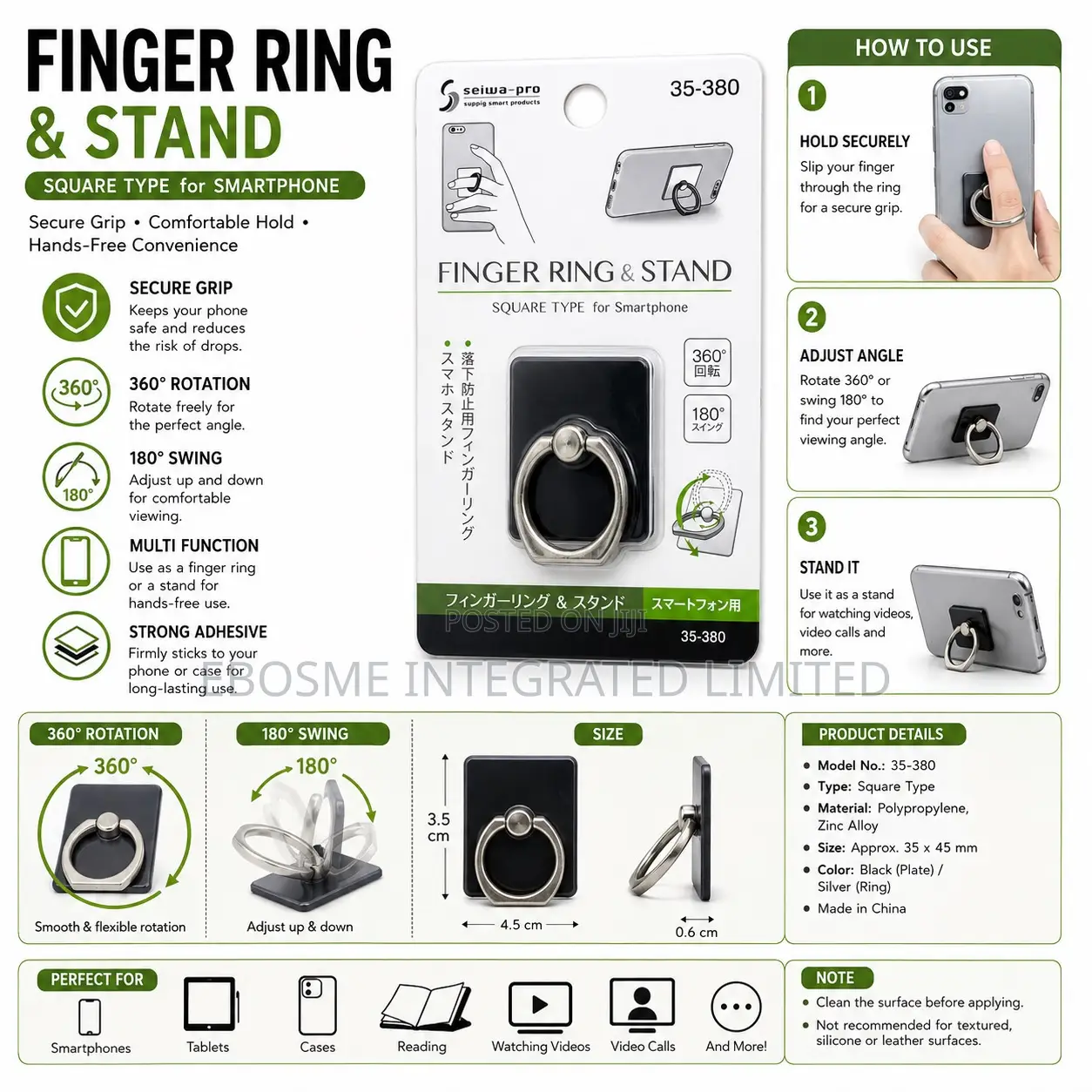 Phone Finger Ring and Stand