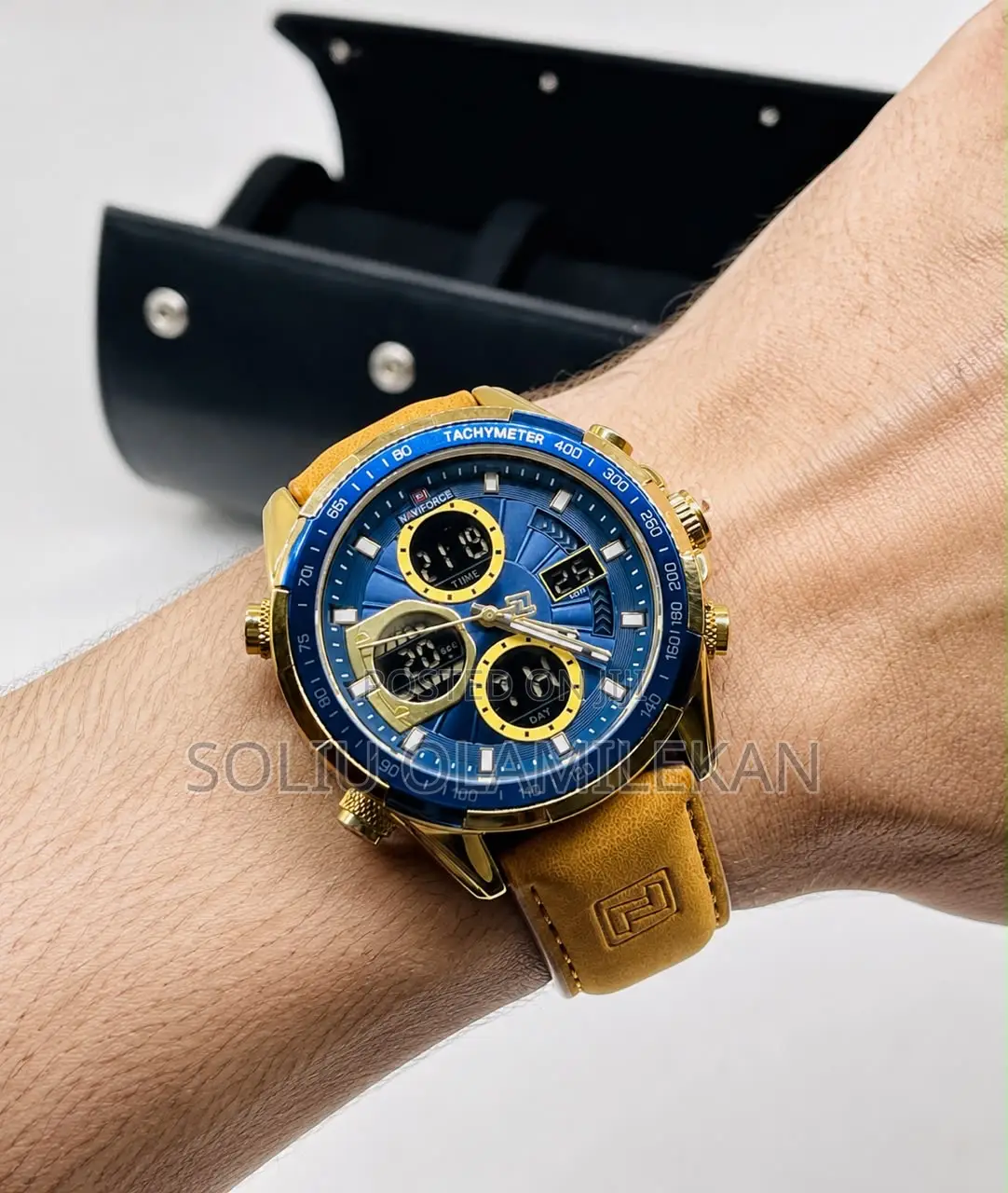 *Quality Leather Strap Naviforce Waterproof Wristwatch