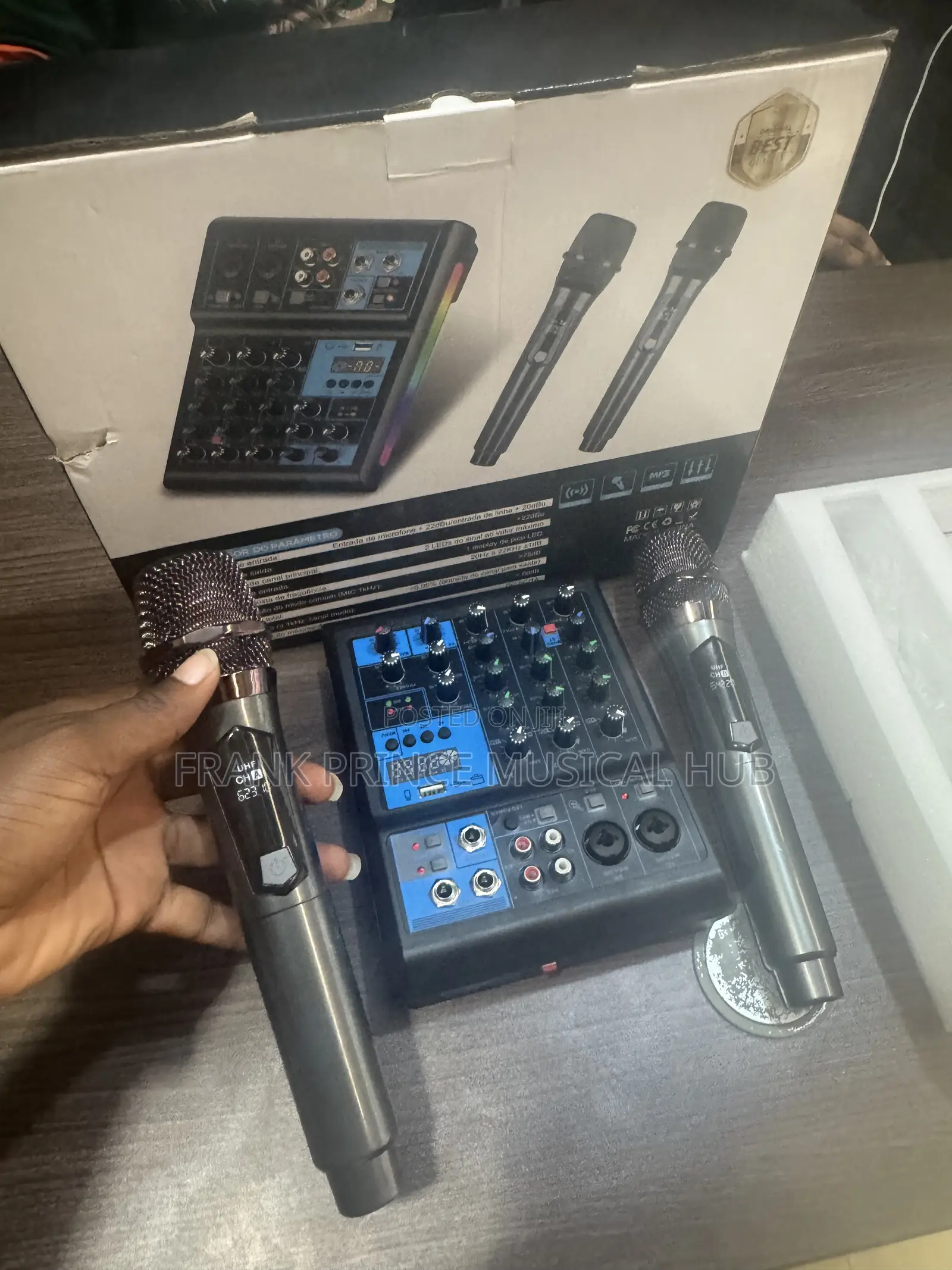 Complete Professional Mini Audio Mixer Kit + 2 Wireless Handheld Mics