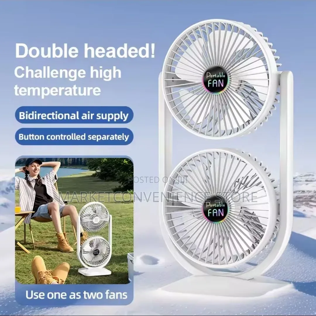 Double Head Rechargeable Desktop Fan