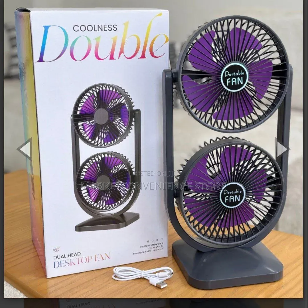 Double Head Rechargeable Desktop Fan