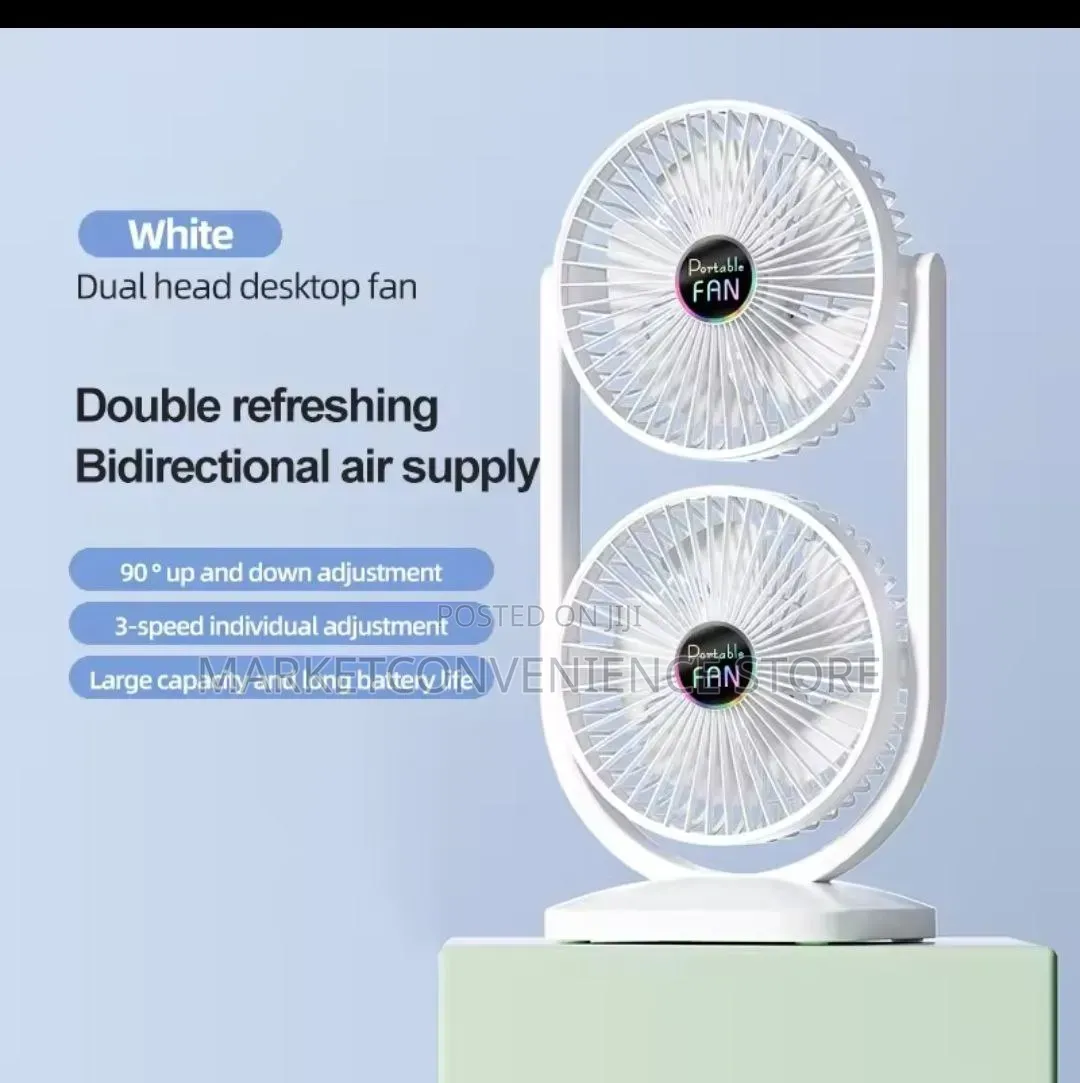 Double Head Rechargeable Desktop Fan